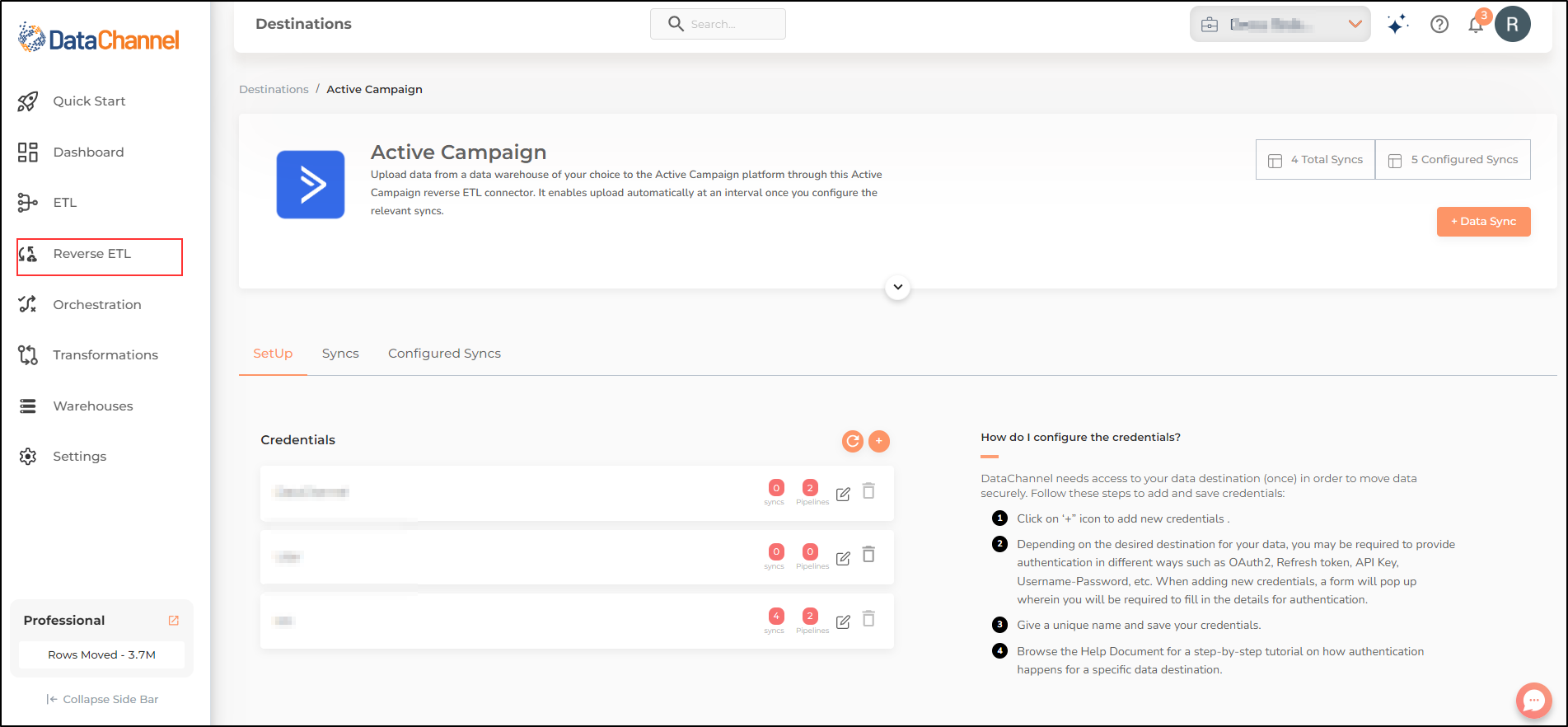 data destination main ui