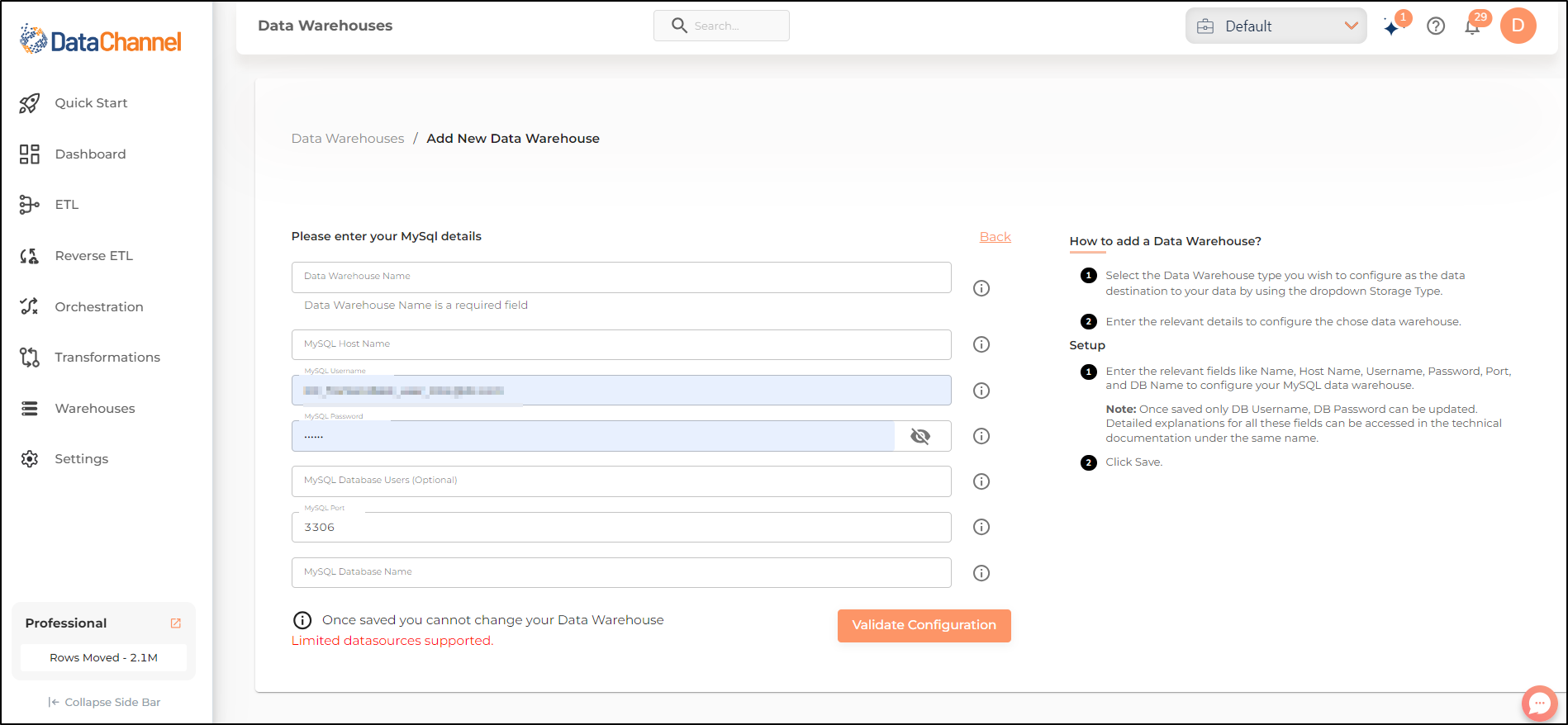 data warehouse mysql