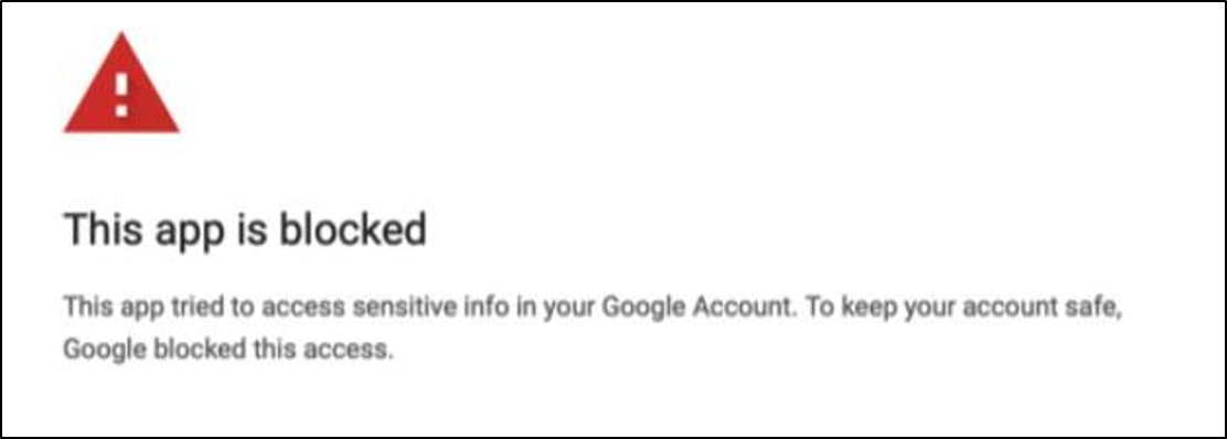 google error message