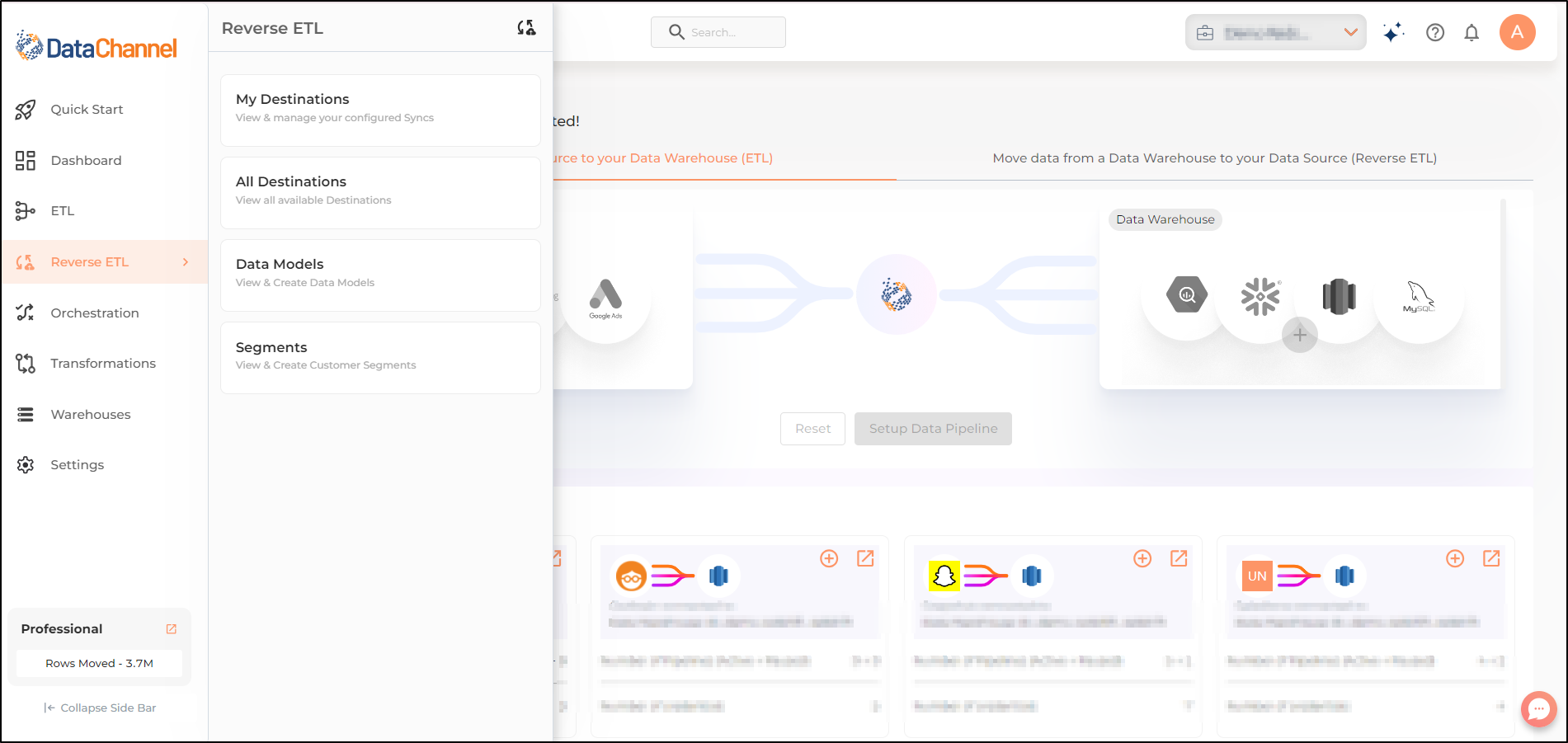 reverse etl menu options