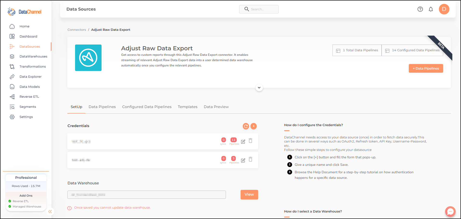 adjust raw data export screen