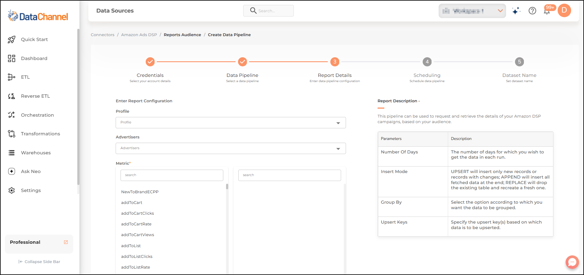 amazon ads dsp reports audience config