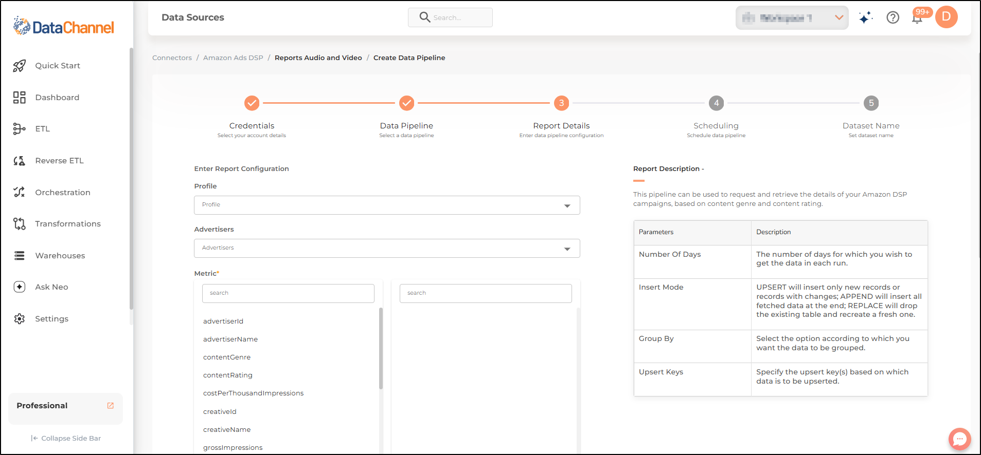 amazon ads dsp reports audio and video config