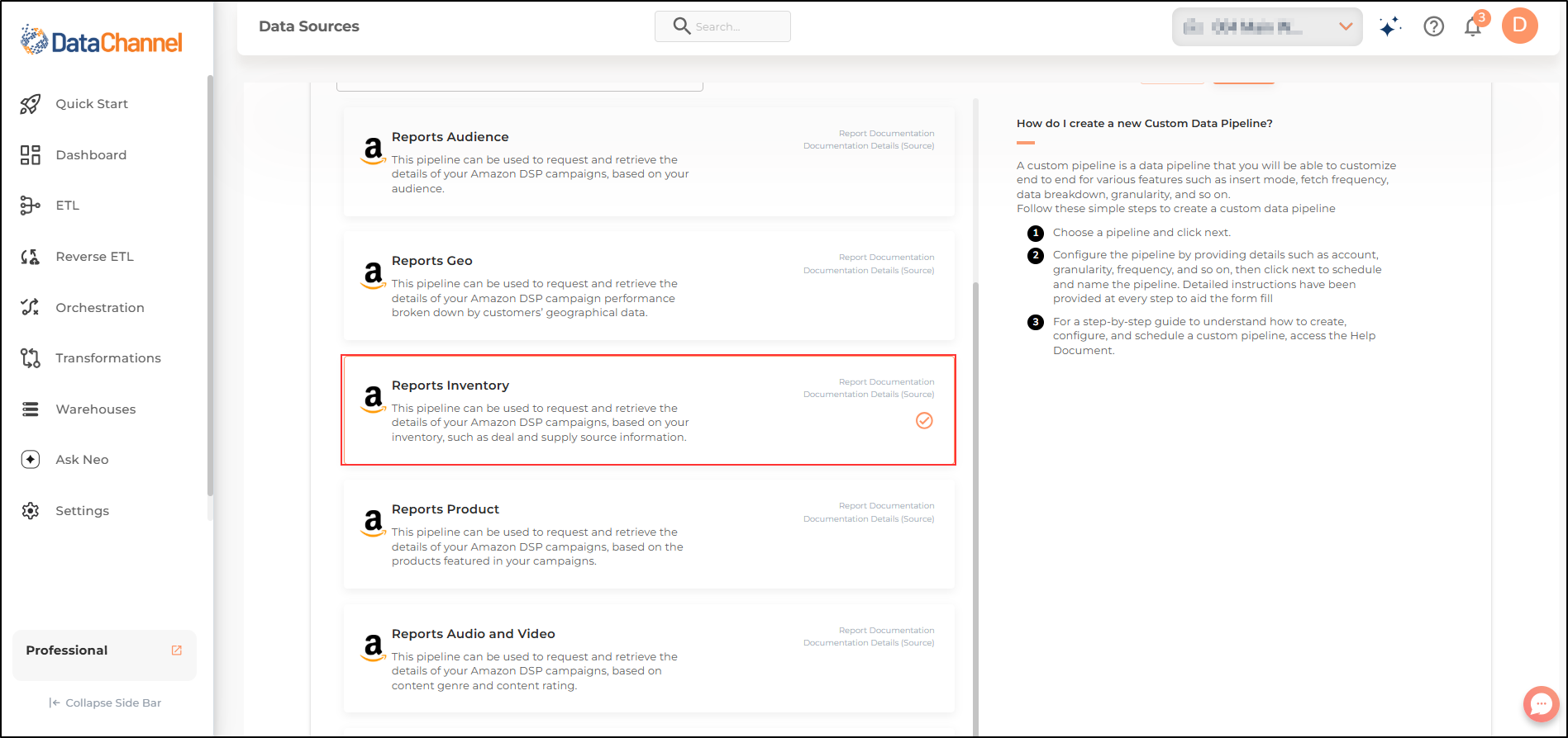 amazon ads dsp reports inventory list