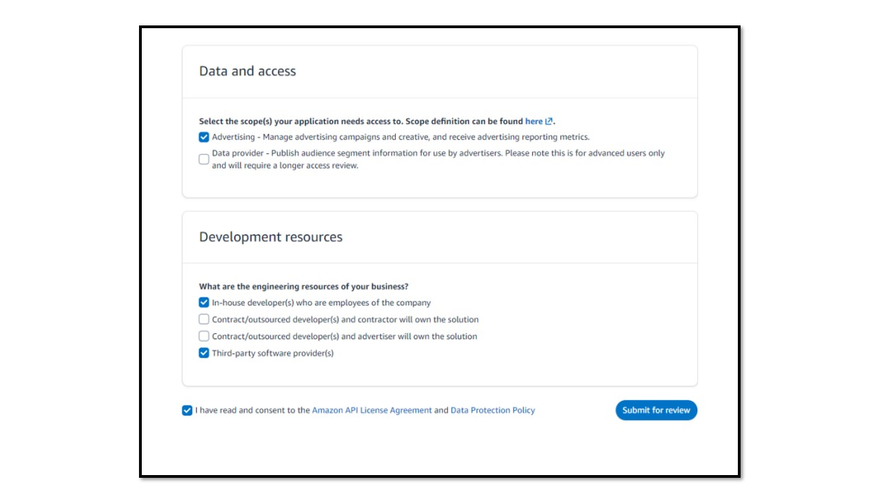 amazonads form data and access