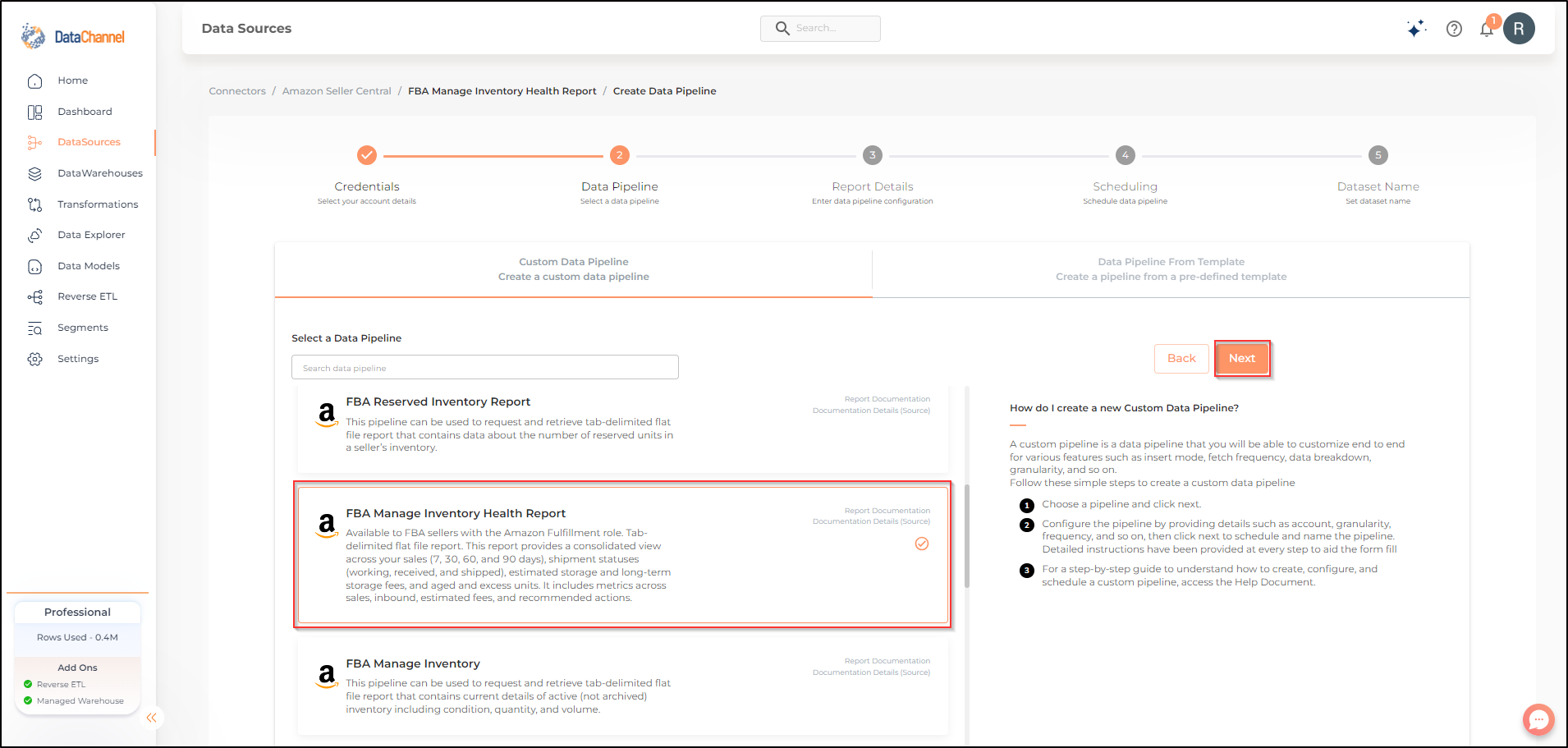 amazonsellercentral fba manage inventory health report list