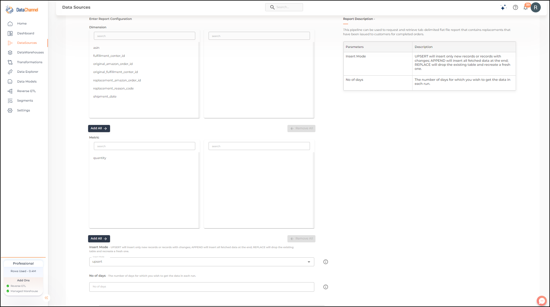 amazonsellercentral fba replacements report config