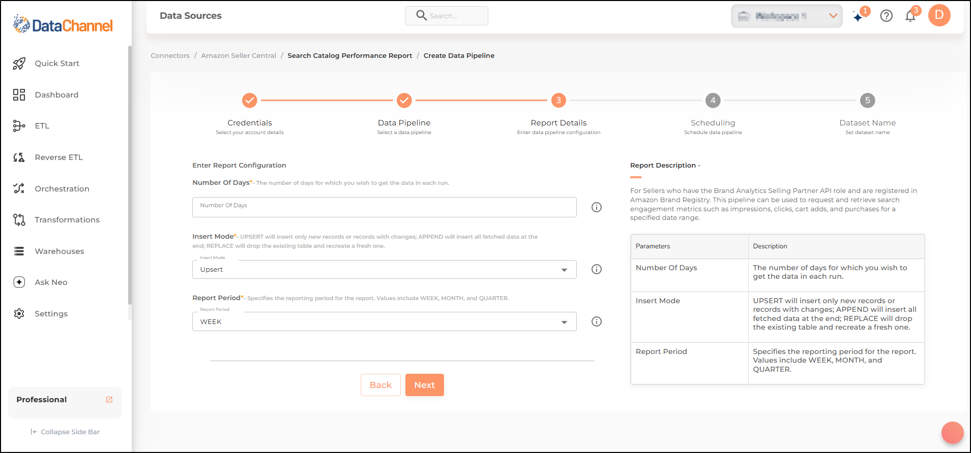 amazonsellercentral search catalog performance report config