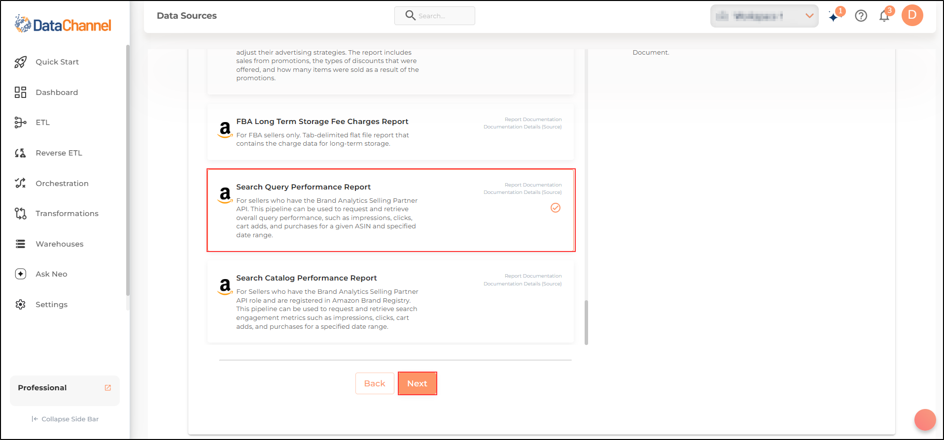 amazonsellercentral search query performance report list