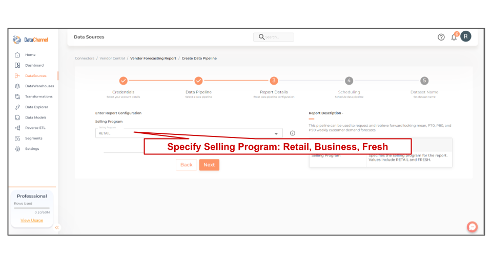 amazonvendorcentral vendor forecasting report config