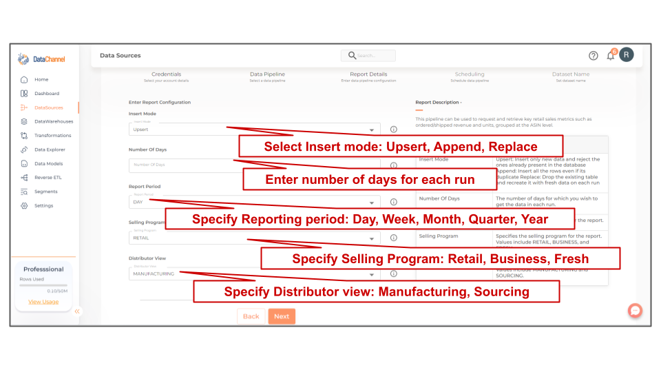 amazonvendorcentral vendor sales report by asin config