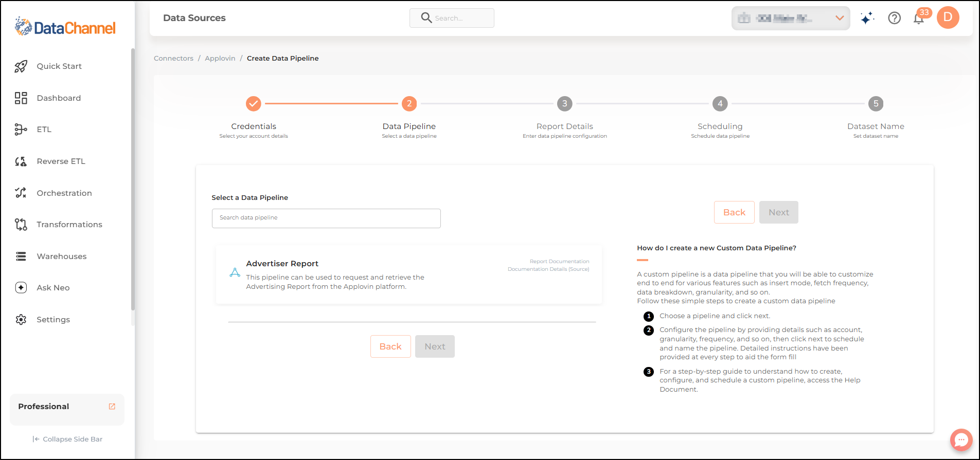 applovin pipelines list