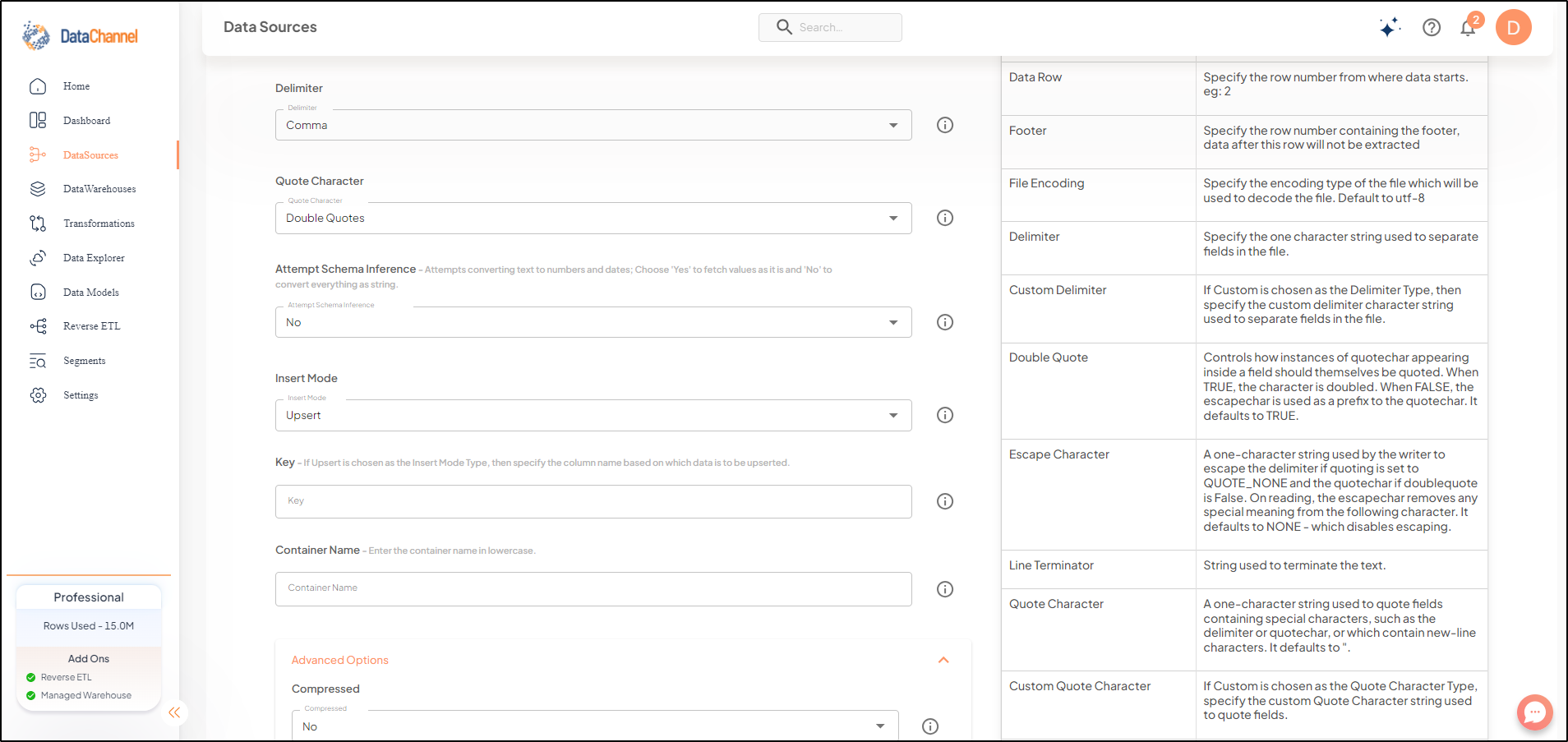 azure blob storage csv config 2