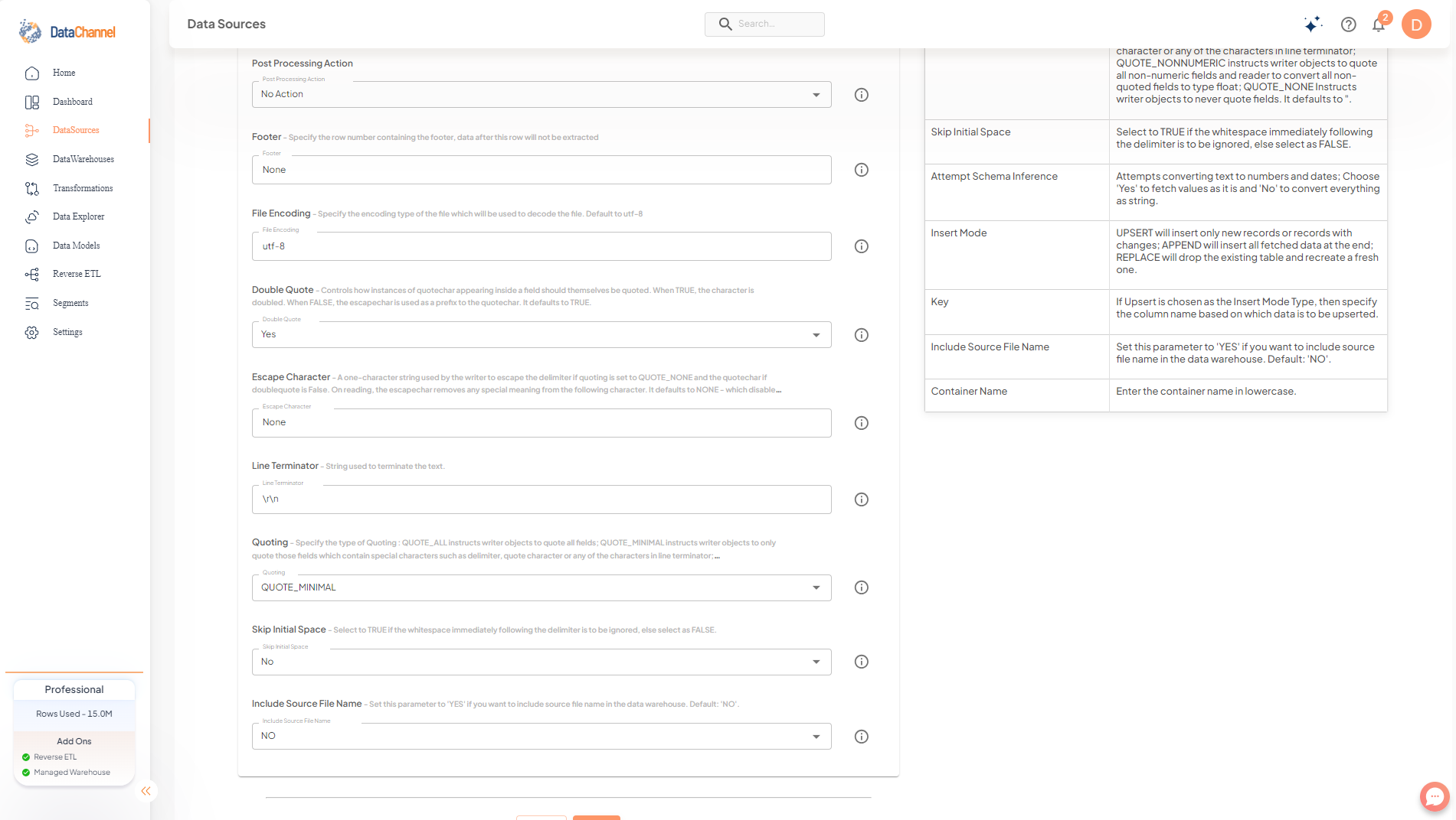 azure blob storage csv config 3