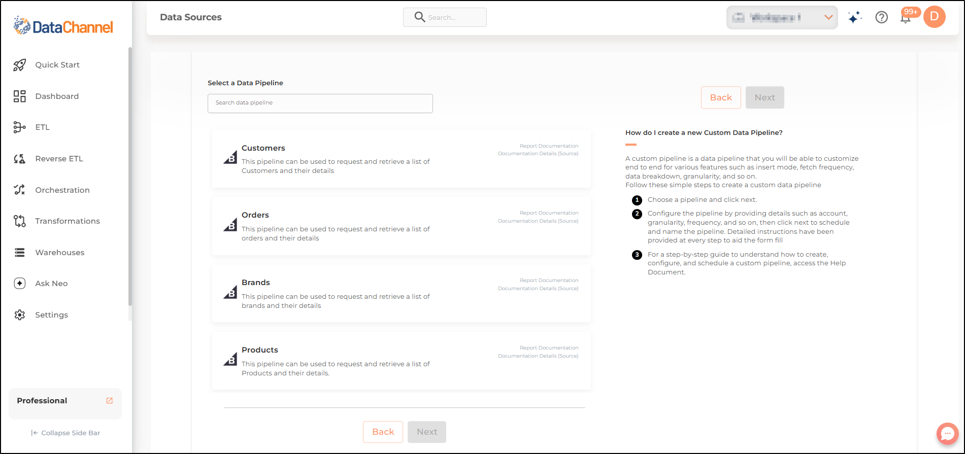 bigcommerce pipelines list