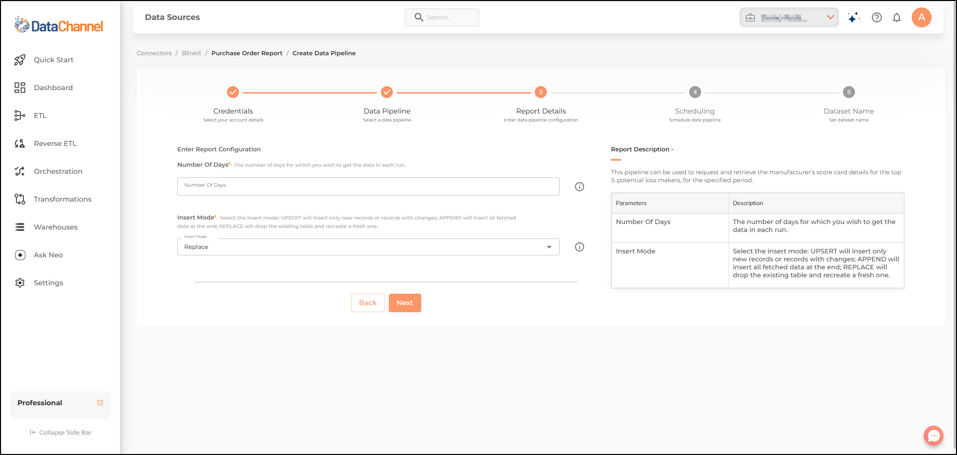 blinkit purchase order report config