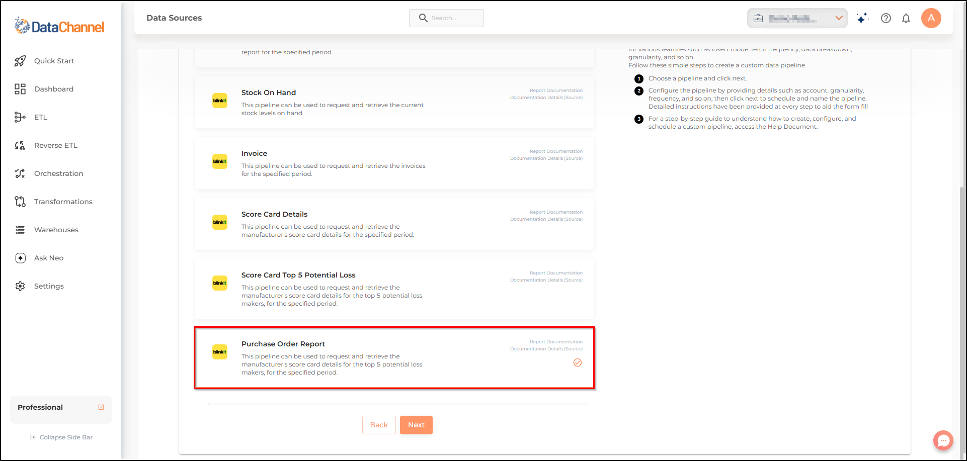 blinkit purchase order report list