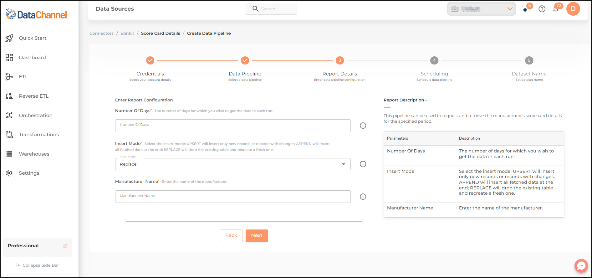 blinkit score card details config