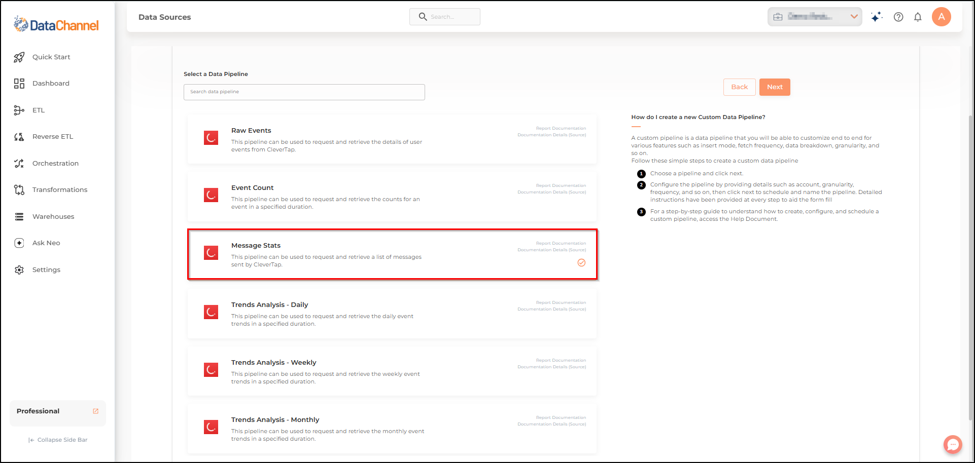 clevertap message stats list