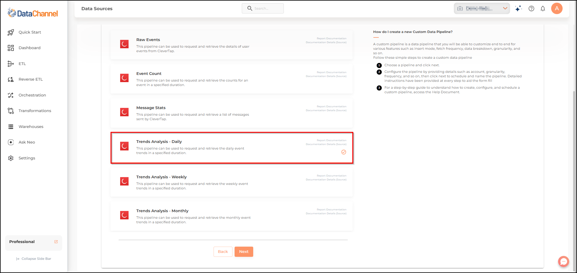 clevertap trend analysis daily list