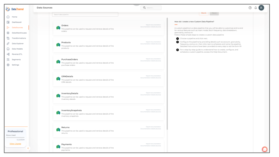 easyecom pipelines list