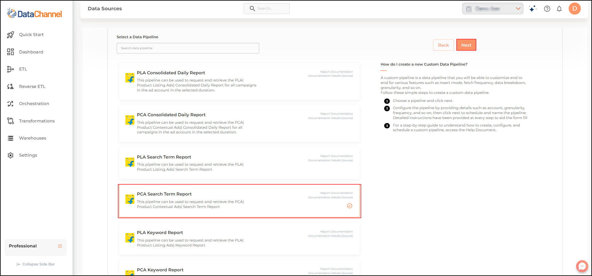 flipkart ads pca search term report list