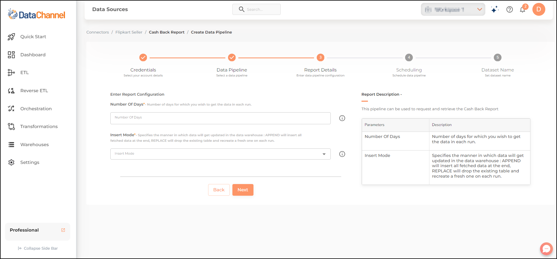 flipkart seller cash back report config