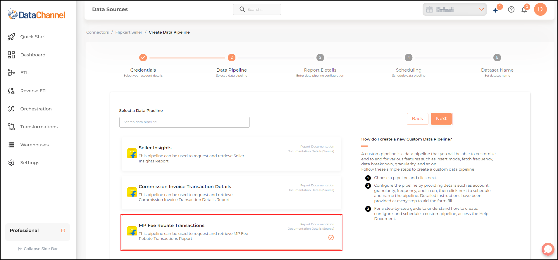 flipkart seller mp fee rebate transactions list