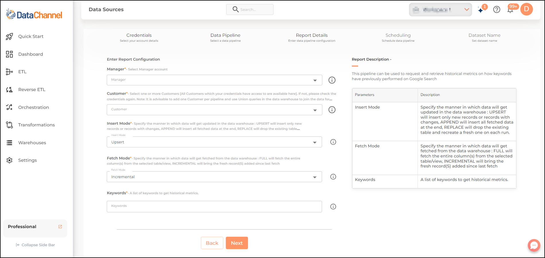 google ads v2 historical metrics report config