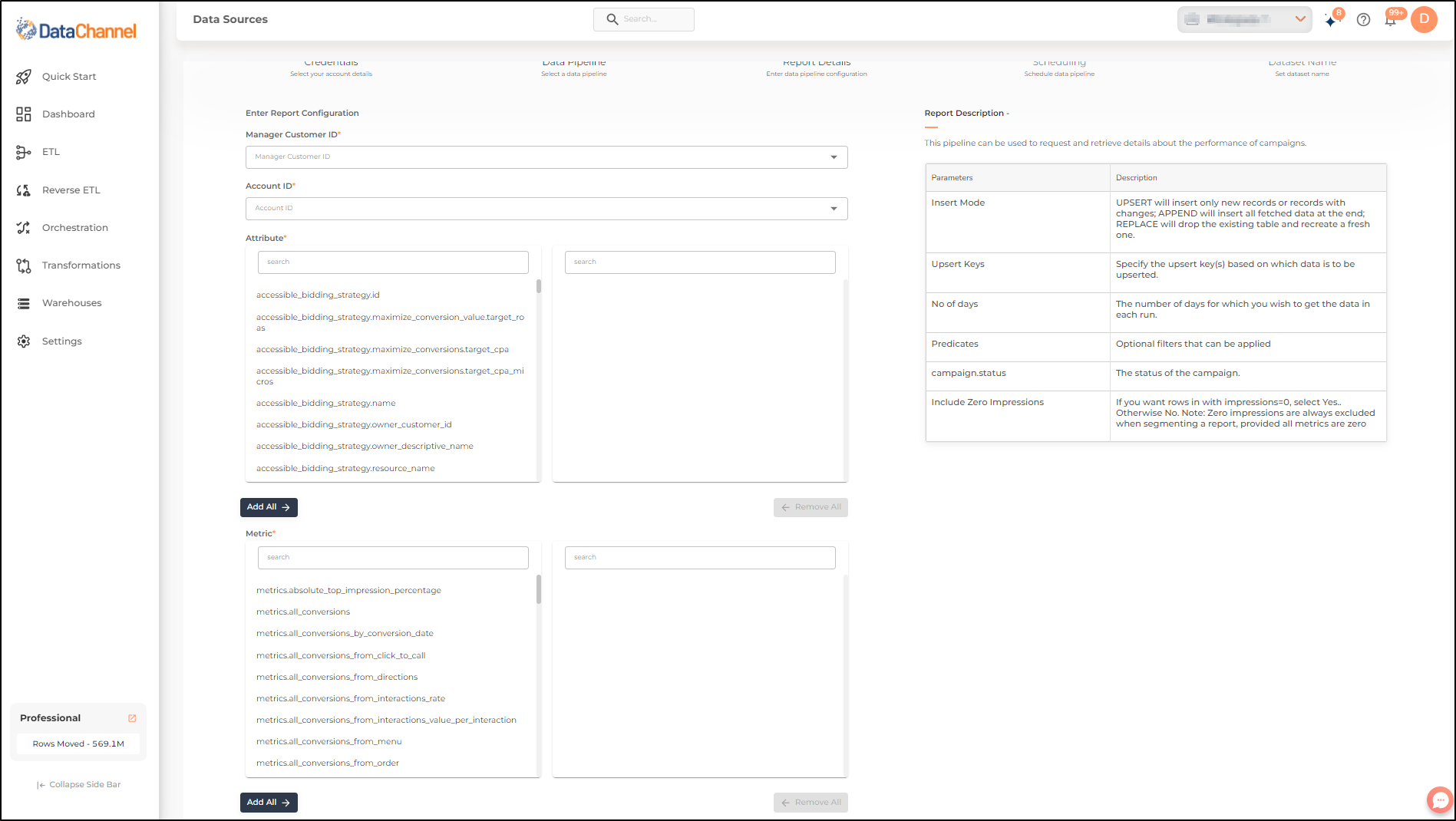 google search ads 360 campaign performance report config 1