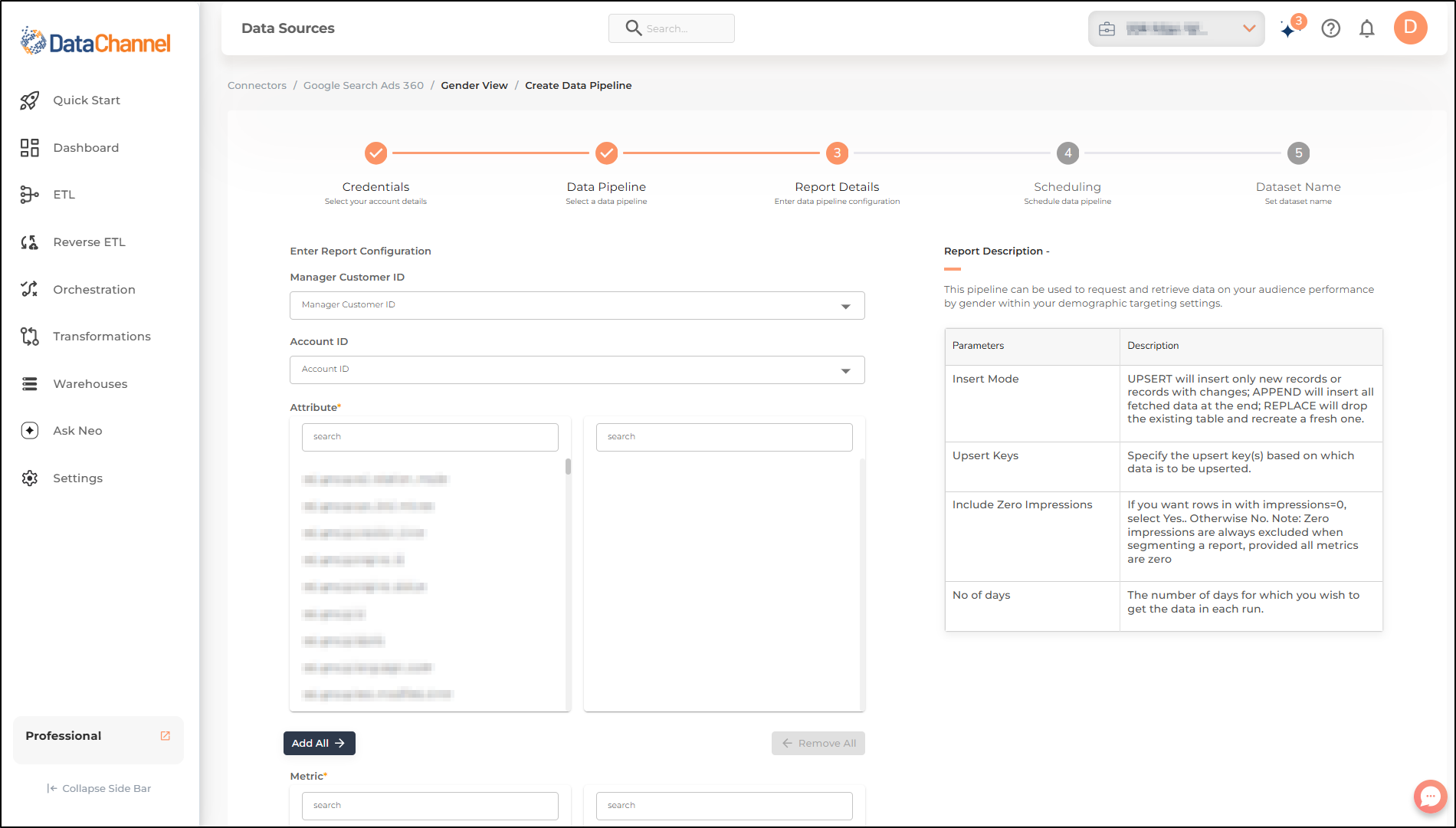 google search ads 360 gender view config 1