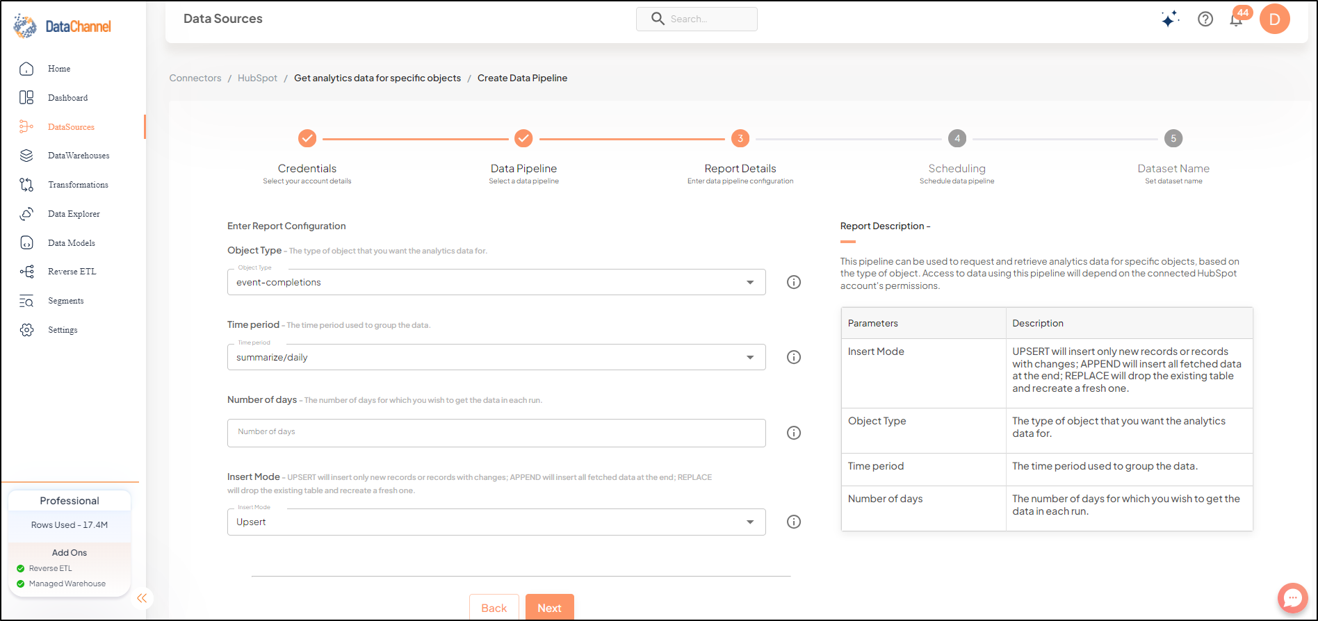 hubspot get analytics data for specific objects config