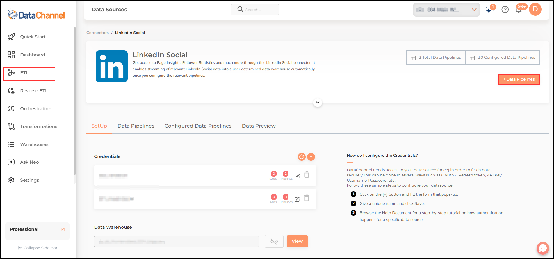 linkedin social data source detail