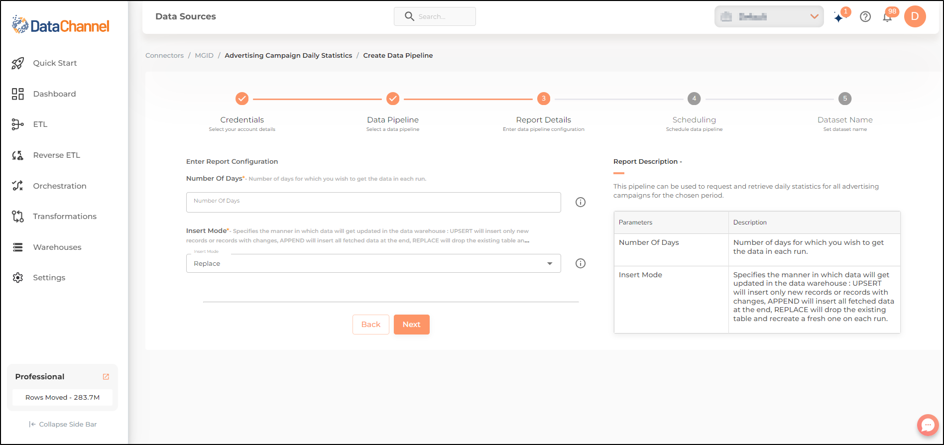 mgid advertising campaign daily statistics config