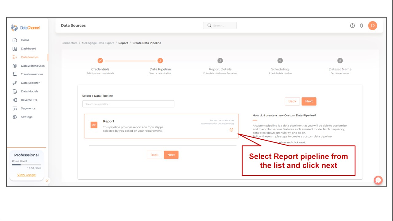 moengage data export report list