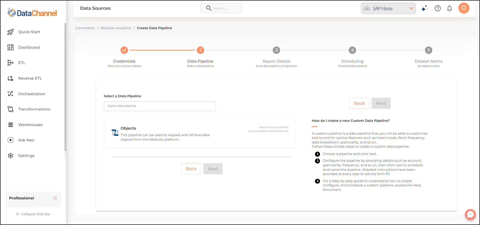 netsuite analytics pipelines list