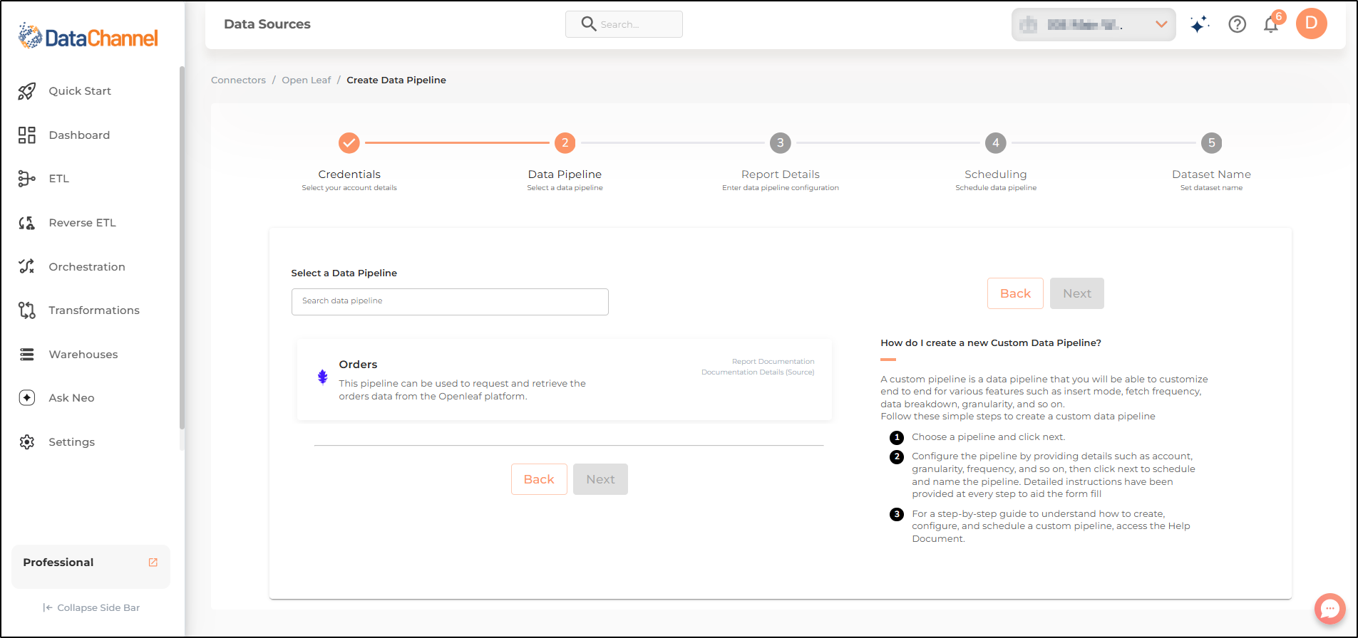 openleaf pipelines list