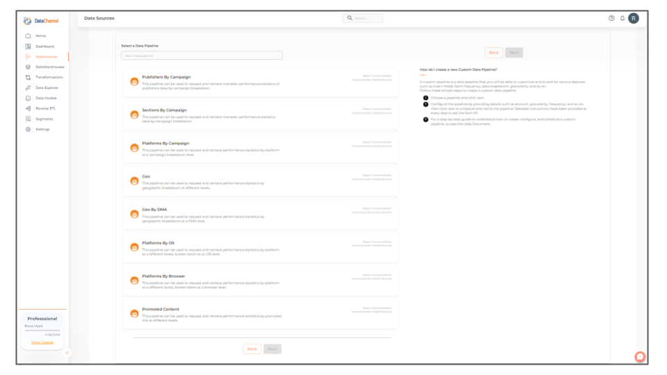 outbrain pipelines list