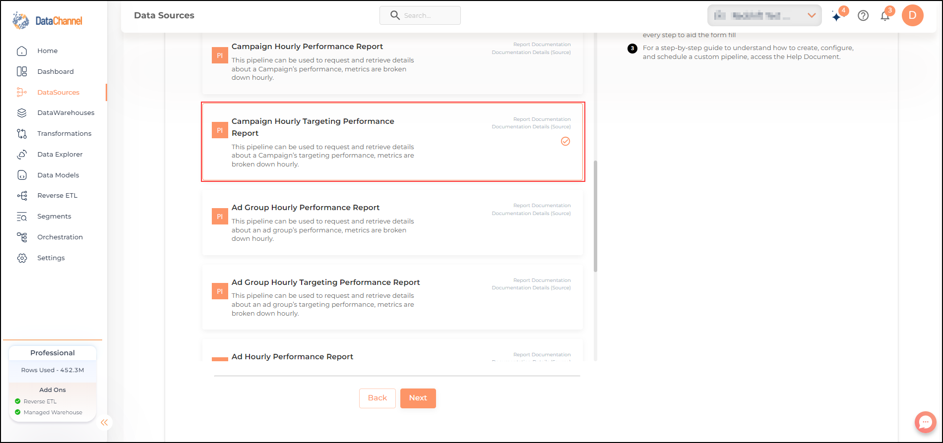 pinterest campaign hourly targeting performance report list
