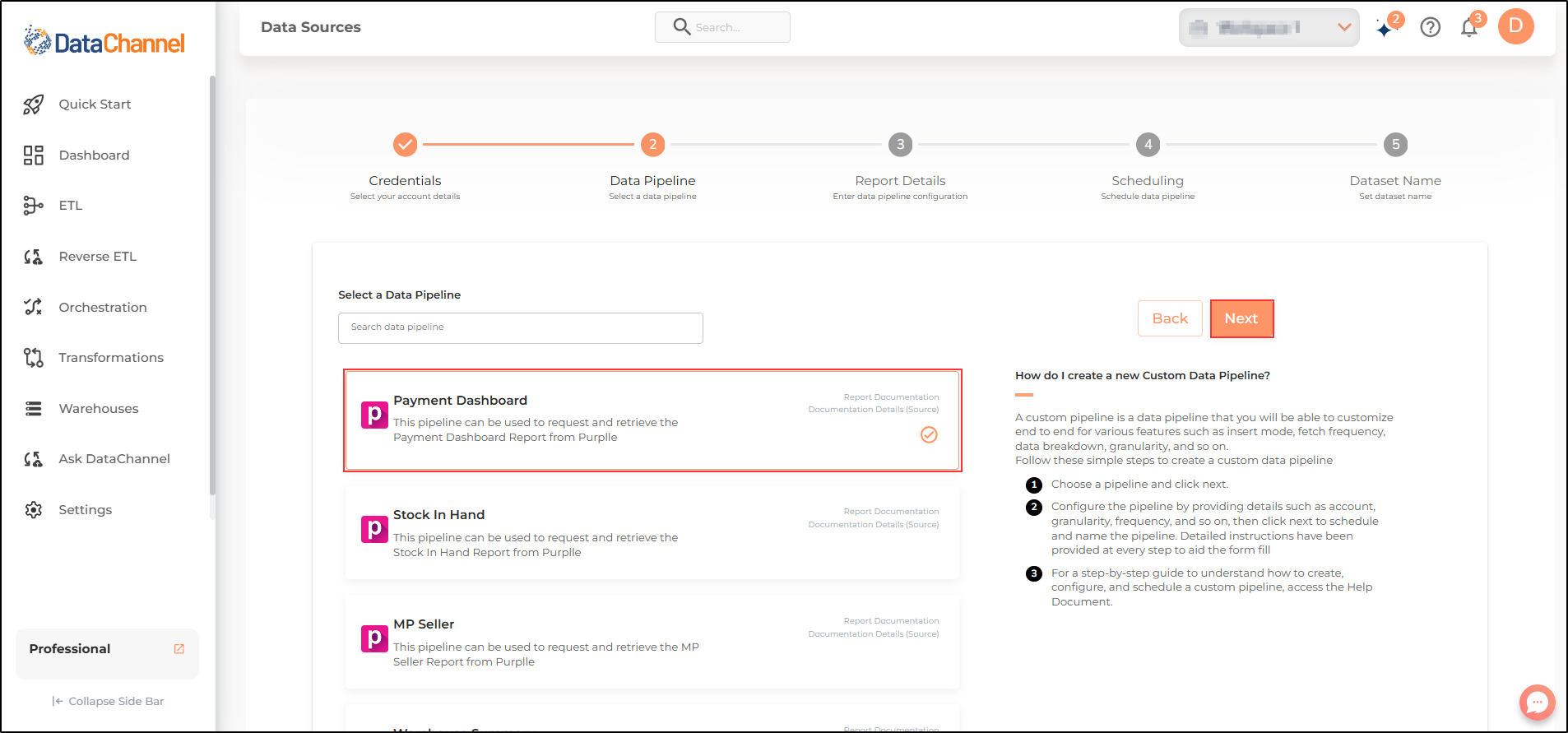 purplle payment dashboard list