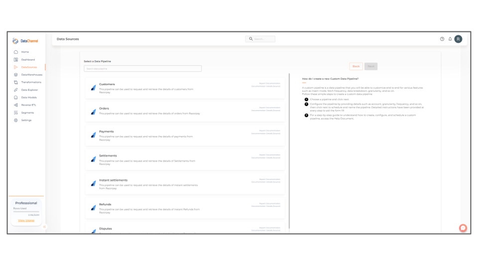 razorpay pipelines list