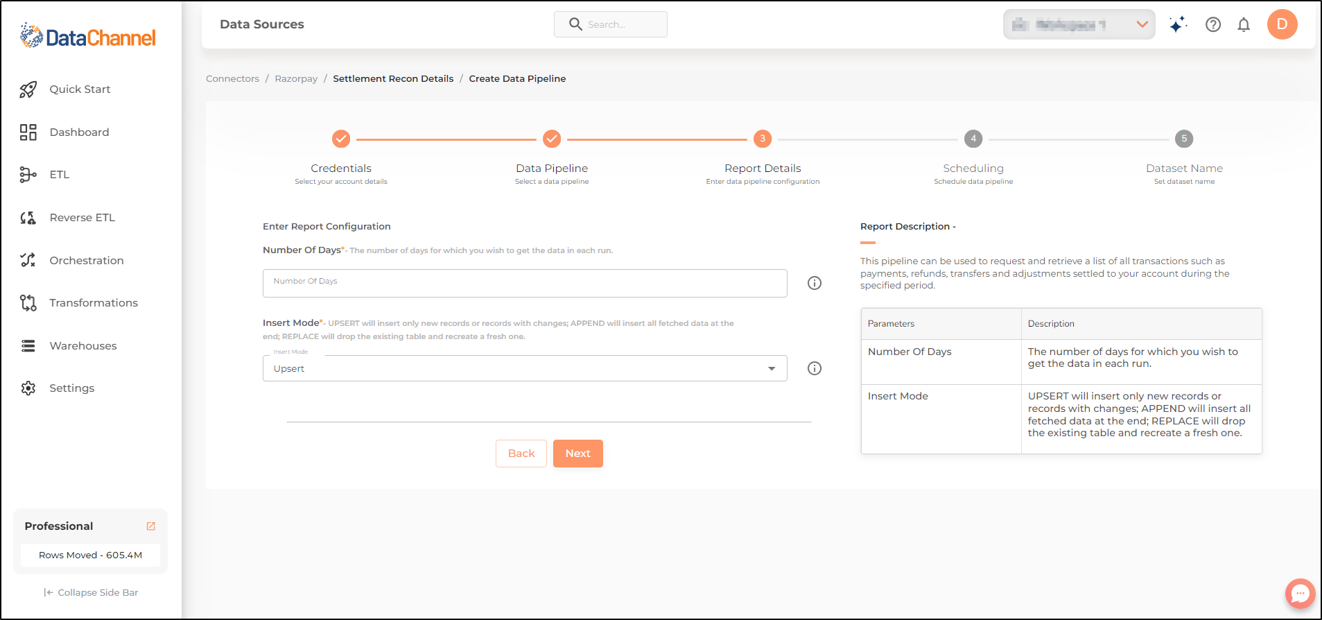 razorpay settlement recon details config