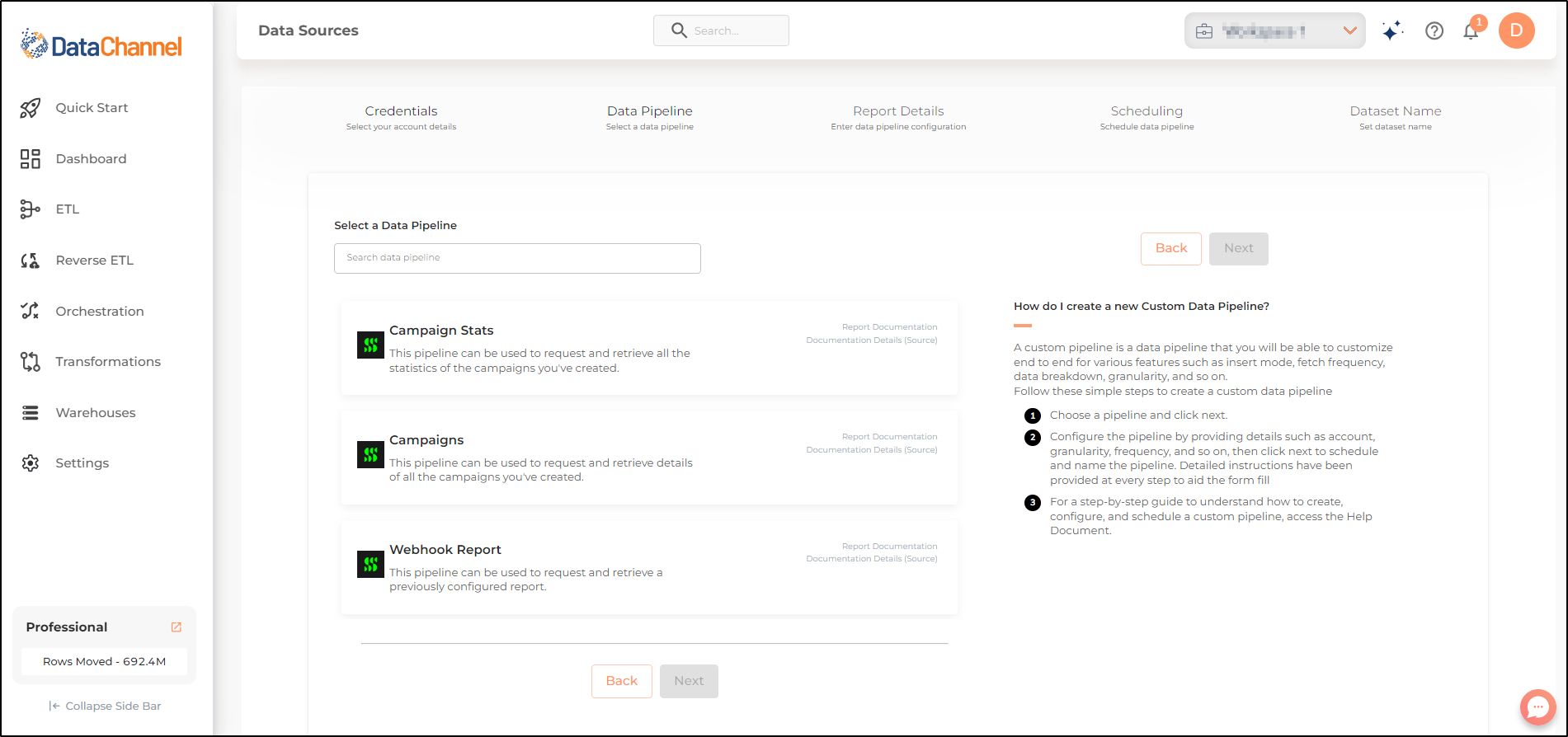 simplifi pipelines list