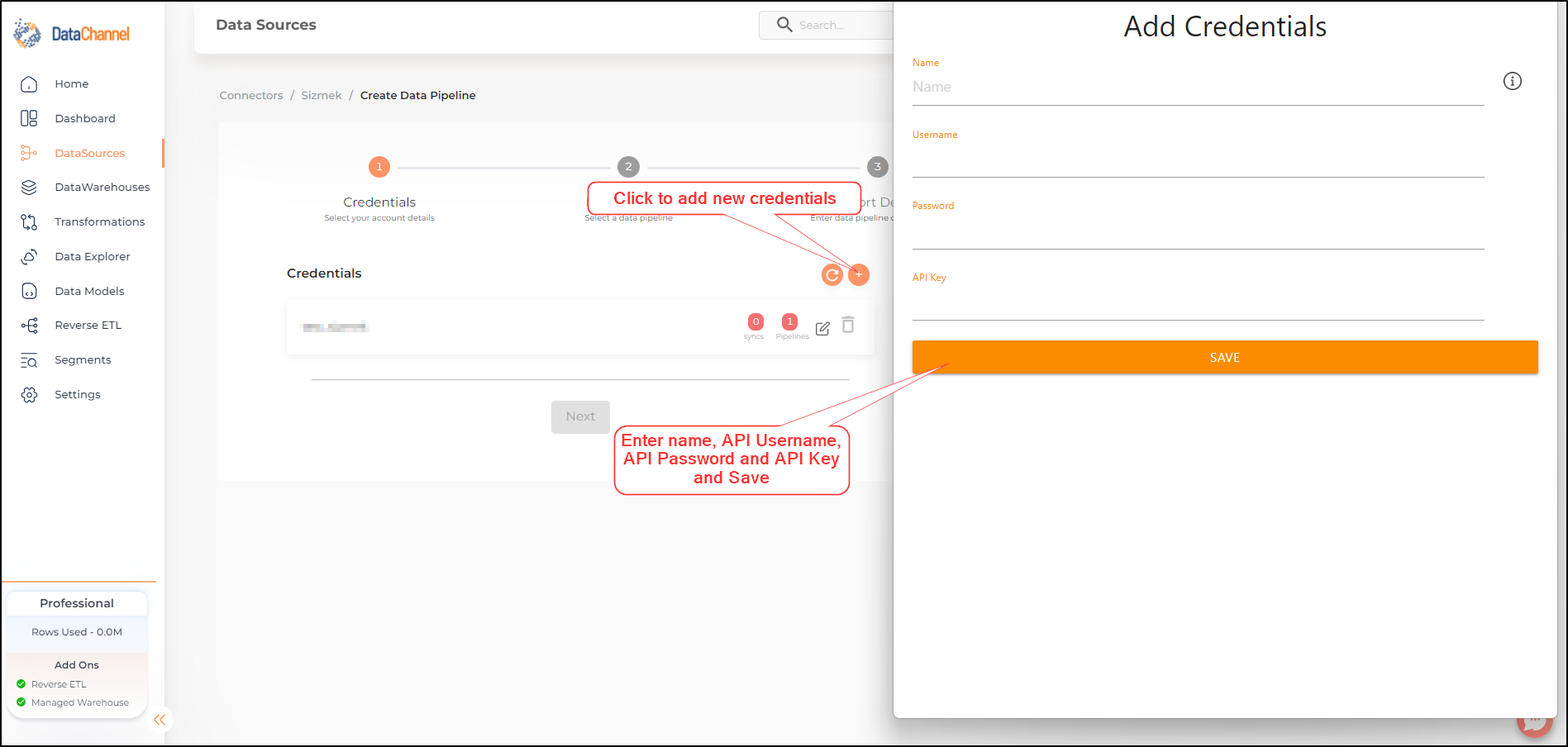 sizmek adding new credentials detail