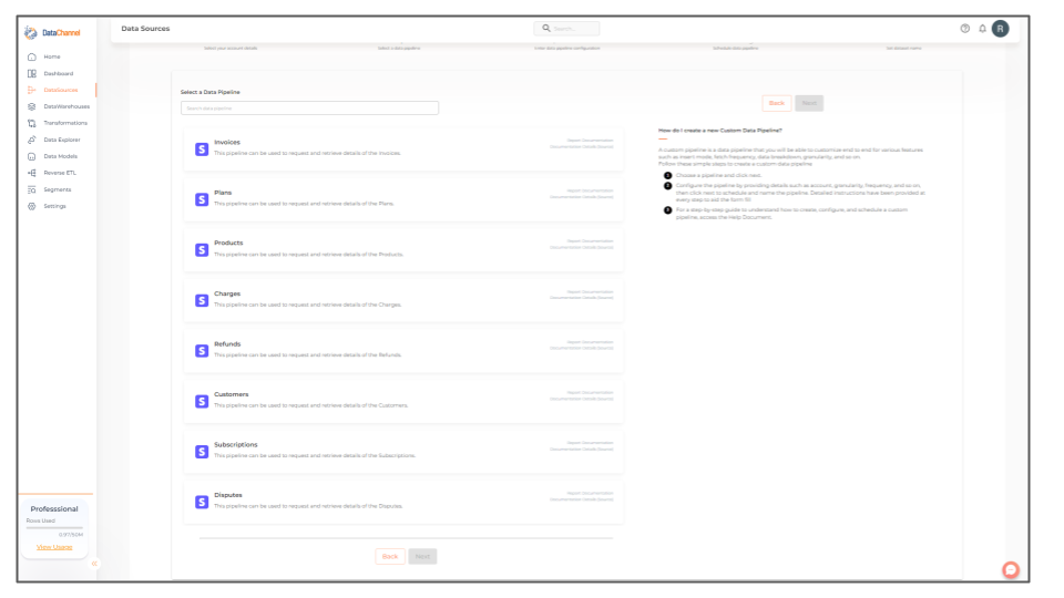 stripe pipelines list