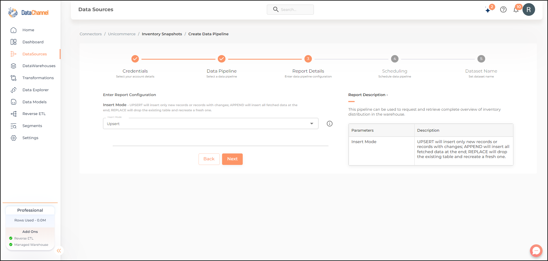 unicommerce inventory snapshots config