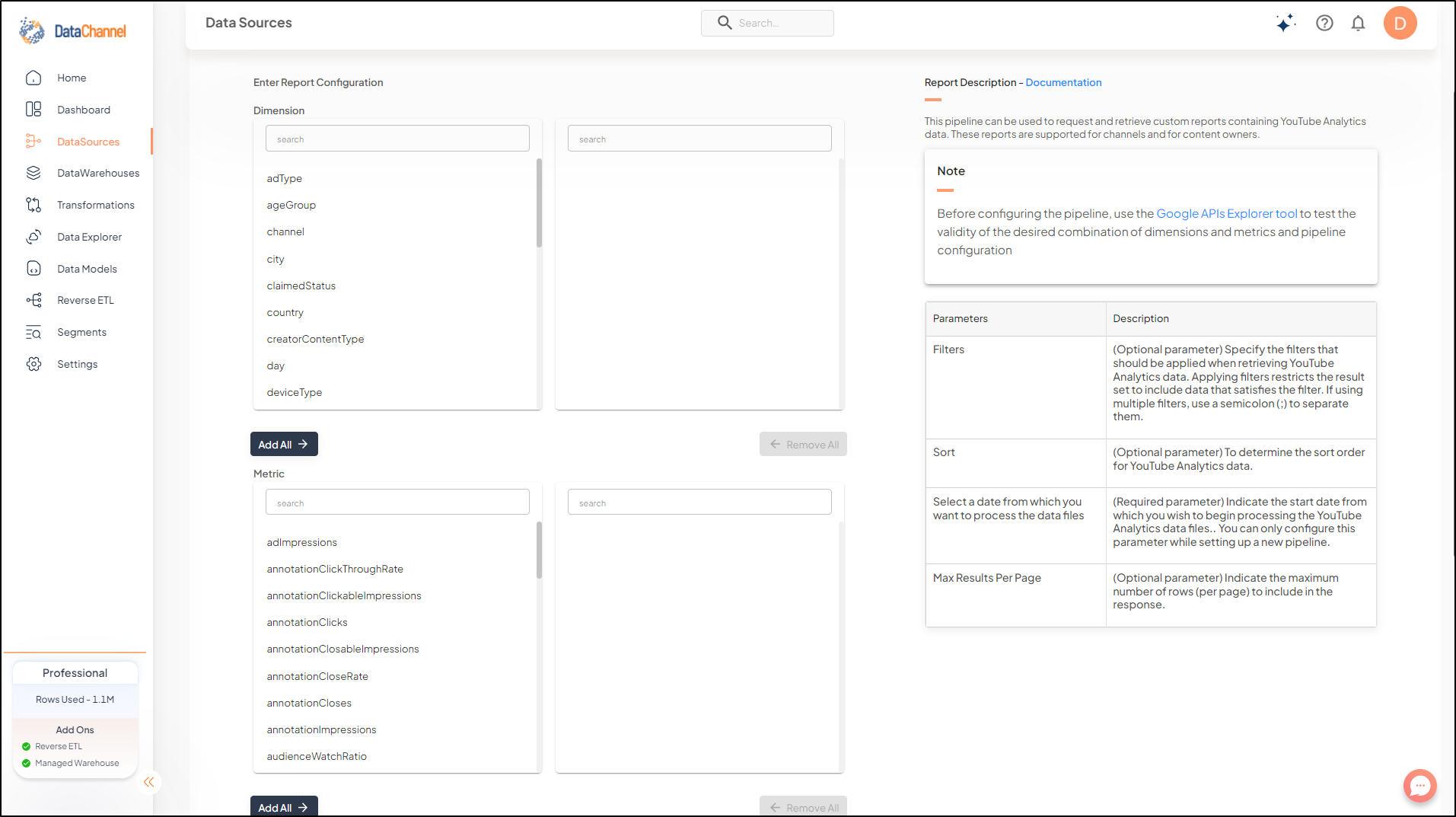 youtube analytics custom report config1