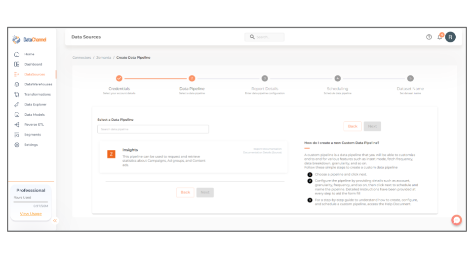 zemanta pipelines list