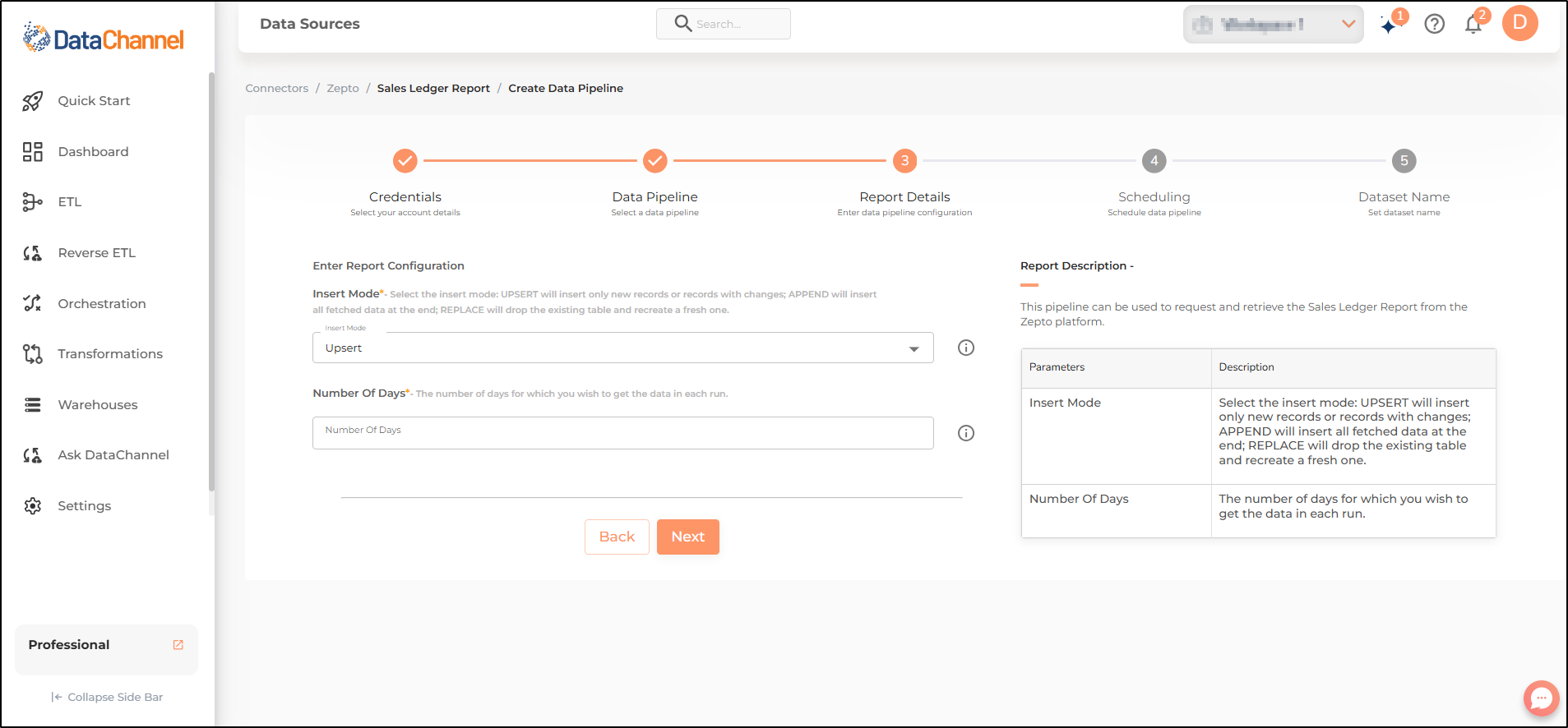 zepto sales ledger report config