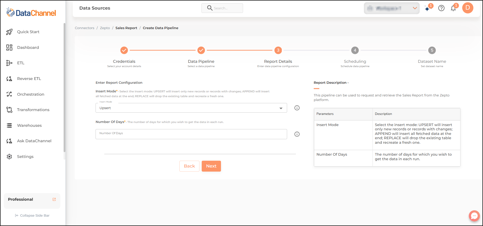 zepto sales report config